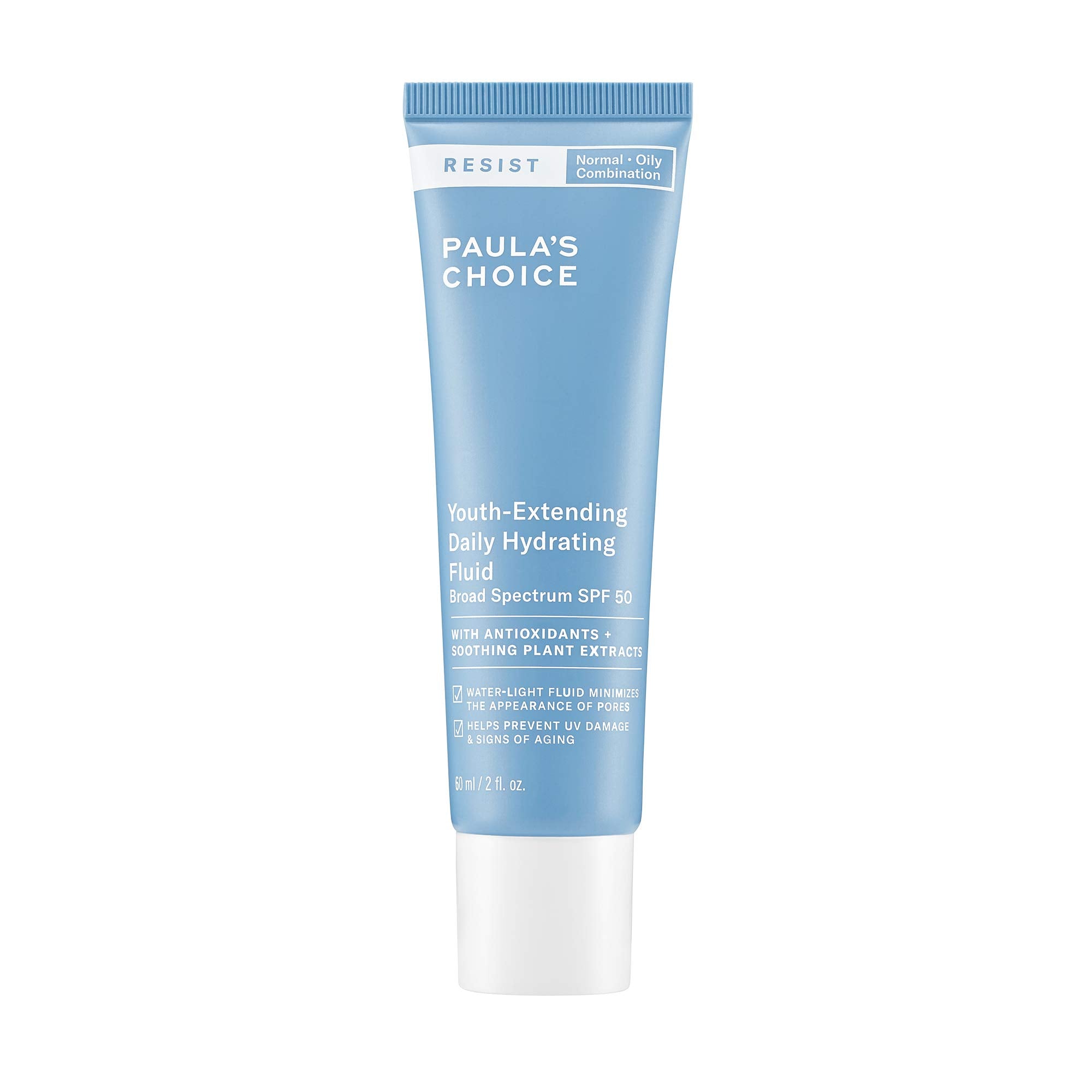 Paula's Choice RESIST Daily Hydrating Fluid Face Moisturizer SPF 50, UVA & UVB Protection, Chamomile & Vitamin E, Sunscreen for Oily Skin, 2 Ounce